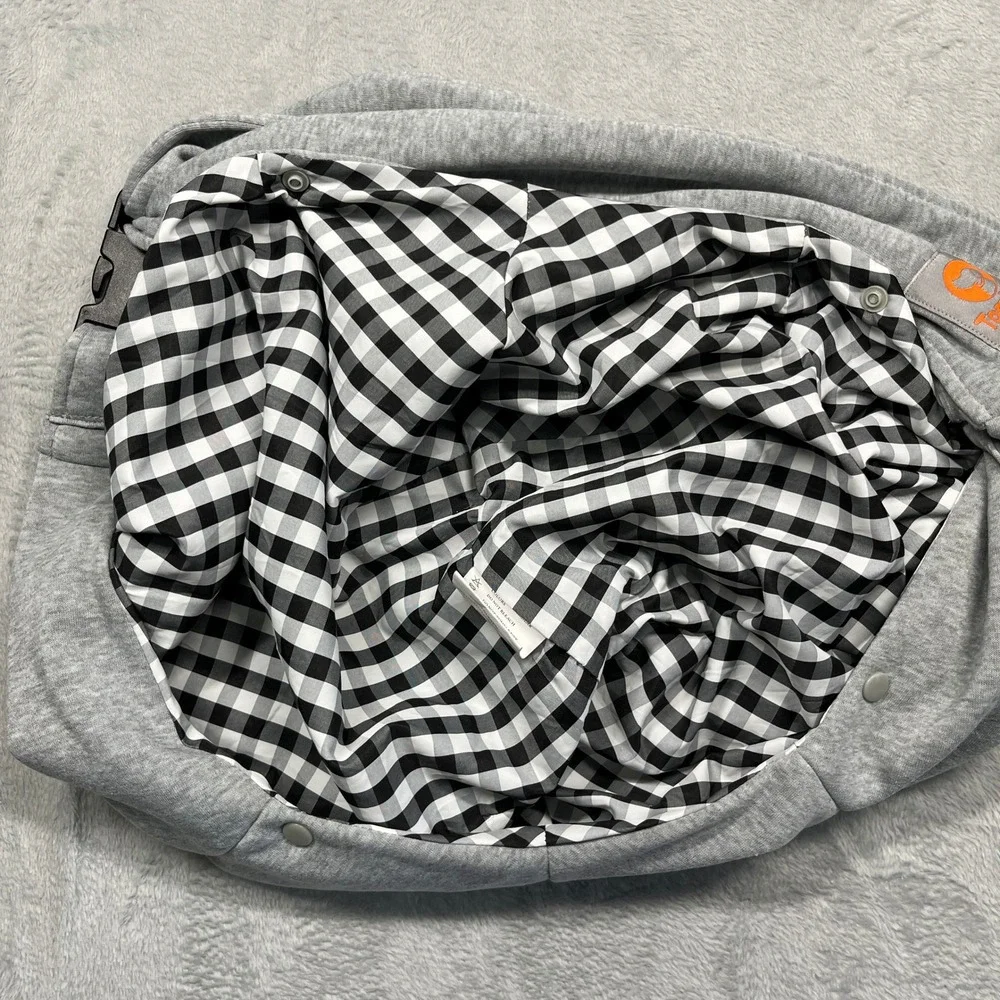 Tomkas Pet Sling Carrier Small Dog Cat Grey Gingham Adjustable Strap Pocket